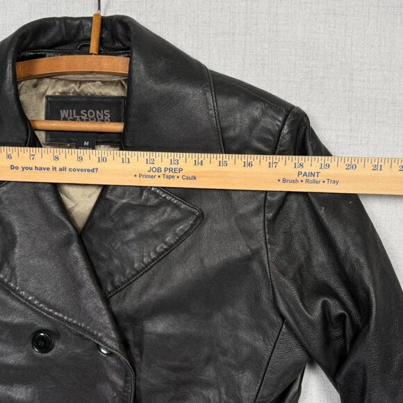 Y2K Wilsons Leather Pelle Studio Leather Trench Coat Double Breasted Size M - Picture 5 of 12